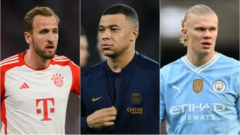 Harry Kane, Mbappé e Haaland. Foto: Michael Regan/David Ramos/Matthias Hangst/Getty Images