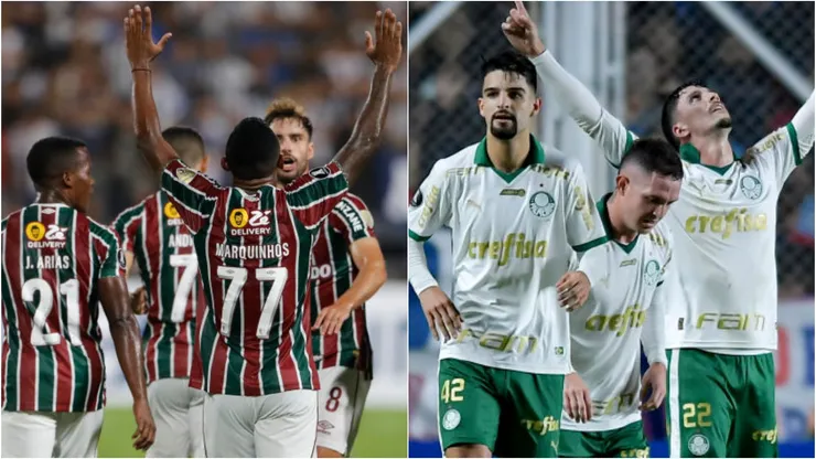 Fluminense e Palmeiras na Libertadores. Foto: Marcelo Endelli/Daniel Apuy/Getty Images