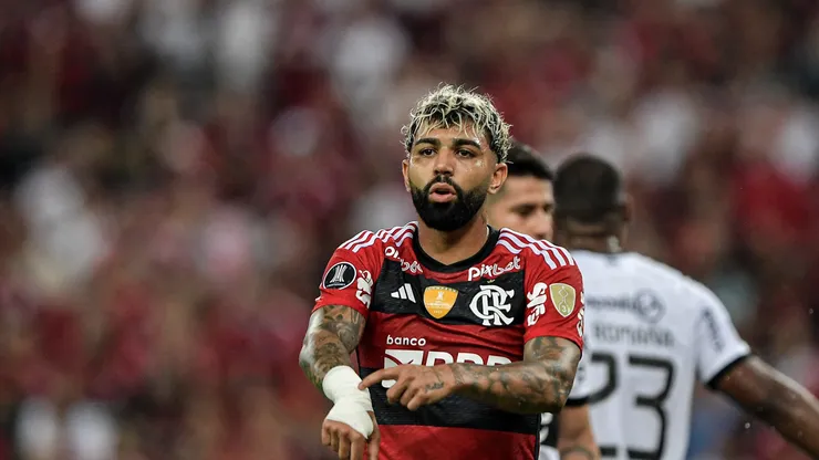Gabigol jogador do Flamengo durante partida contra o Olimpia no estádio Maracanã pelo campeonato Libertadores 2023.
