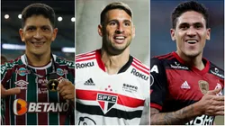 Cano, Calleri e Pedro são alguns dos artilheiros da Libertadores nos últimos anos. Fotos: Silvia Izquierdo-Pool/Wagner Meier/Getty Images