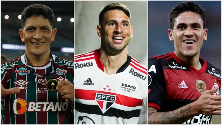 Cano, Calleri e Pedro são alguns dos artilheiros da Libertadores nos últimos anos. Fotos: Silvia Izquierdo-Pool/Wagner Meier/Getty Images