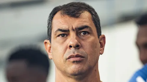 Carille na primeira partida da final do Paulistão entre Santos x Palmeiras, na Vila Belmiro