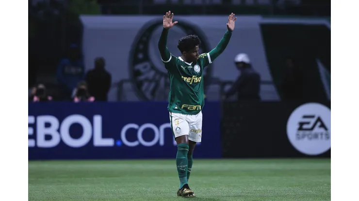 Endrick jogador do Palmeiras durante sua despedida contra o San Lorenzo. Foto: Ettore Chiereguini/AGIF
