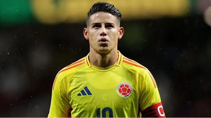 James Rodríguez durante o amistoso entre Romênia e Colômbia, no Estádio Metropolitano de Madrid, na Espanha, no dia 26/03/2024. Foto: Gonzalo Arroyo Moreno/Getty Images
