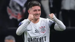 Rodrigo Garro comemorando gol em partida entre Corinthians e Racing-URU, na Neo Química Arena, pela Copa Sul-Americana, no dia 28/05/2024.
