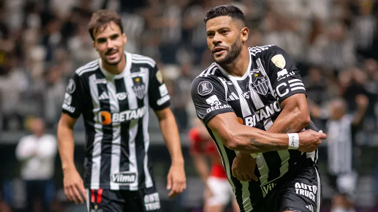 Hulk comemora seu gol durante partida contra o Caracas no estadio Arena MRV pelo campeonato Copa Libertadores 2024. Foto: Fernando Moreno/AGIF