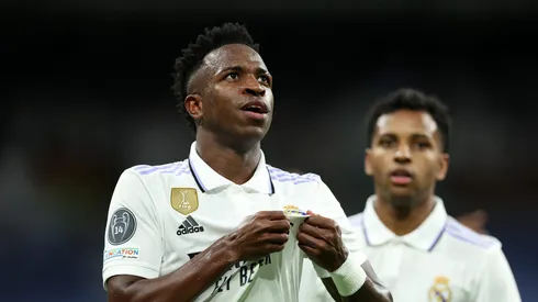 Vinicius Junior e Rodrygo comemorando o gol contra o Manchester City na Champions League 2022/2023 (Foto: Julian Finney/Getty Images)