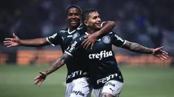 Endrick e Dudu, em jogo contra o Fortaleza, pelo Campeonato Brasileiro de 2022. Foto: Ettore Chiereguini/AGIF