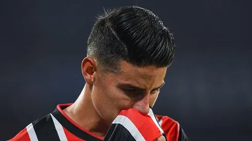James Rodríguez durante partida entre Talleres-ARG e São Paulo, no Estádio Mario Alberto Kempes, pela Copa Libertadores da América, no dia 04/04/2024. Foto: Hernan Cortez/Getty Images