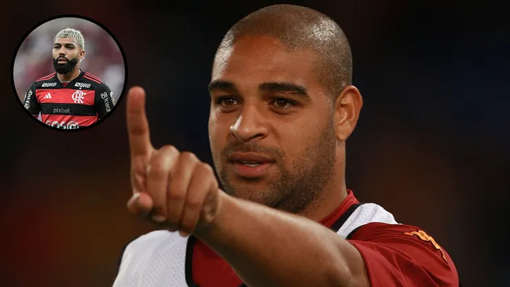 Adriano Imperador, ídolo e ex-jogador do Flamengo, deixa recado para Gabigol. Foto Adriano: Paolo Bruno/Getty Images. Foto Gabigol: Thiago Ribeiro/AGIF