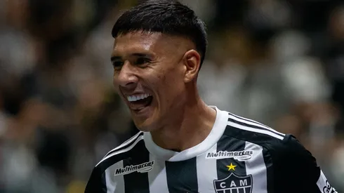 Zaracho comemorando gol em partida entre Atlético/MG e Sport, pela terceira fase da Copa do Brasil, na Arena MRV, no dia 30/04/2024.