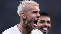 Róger Guedes comemorando gol durante partida entre Corinthians e Atlético-MG, na Neo Química Arena, pelas oitavas de final da Copa do Brasil de 2023, no dia 31/05.