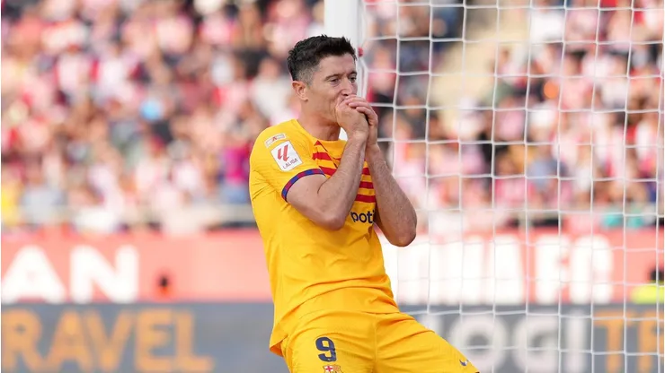 Lewandowski é o artilheiro do Barcelona em 2024. (Photo by Alex Caparros/Getty Images)
