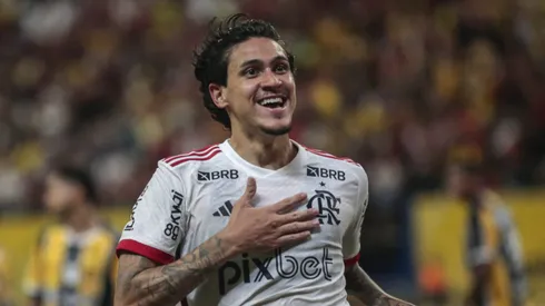 Pedro comemorando o tento marcado contra o Amazonas. Foto: Suamy Beydoun/AGIF