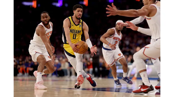 Tyrese Haliburton é a grande esperança dos Pacers na final de conferência contra os Celtics (Foto: Elsa/Getty Images)