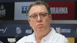 O presidente Marcelo Teixeira, em coletiva de imprensa realizada na Vila Belmiro, no dia 08/01/2024.