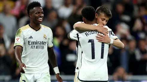 Rodrygo e Vini Jr em partida de La Liga (Foto: Clive Brunskill/Getty Images)