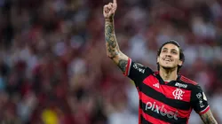 Pedro jogador do Flamengo comemora seu gol durante partida contra o Bolivar pela Copa Libertadores 2024. Foto: Thiago Ribeiro/AGIF
