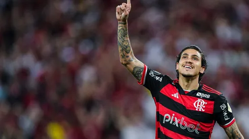 Pedro jogador do Flamengo comemora seu gol durante partida contra o Bolivar pela Copa Libertadores 2024. Foto: Thiago Ribeiro/AGIF