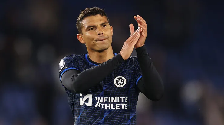 Thiago Silva atuando com a camisa do Chelsea. Foto: Ryan Pierse/Getty Images.