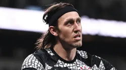 Cássio durante aquecimento antes da partida entre Corinthians e Bahia, na Neo Química Arena, pelo Campeonato Brasileiro de 2021, no dia 05/10.