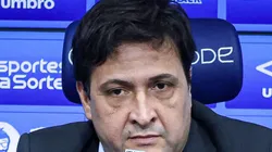 Alberto Guerra durante em coletiva de imprensa no dia 29/06/2023. Goleiro deve voltar ao Tricolor.