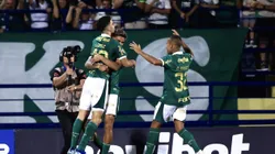 Flaco Lopez jogador do Palmeiras comemora seu gol durante partida contra o Santo Andre no estadio Bruno Jose Daniel pelo campeonato Paulista 2024. Foto: Marcello Zambrana/AGIF