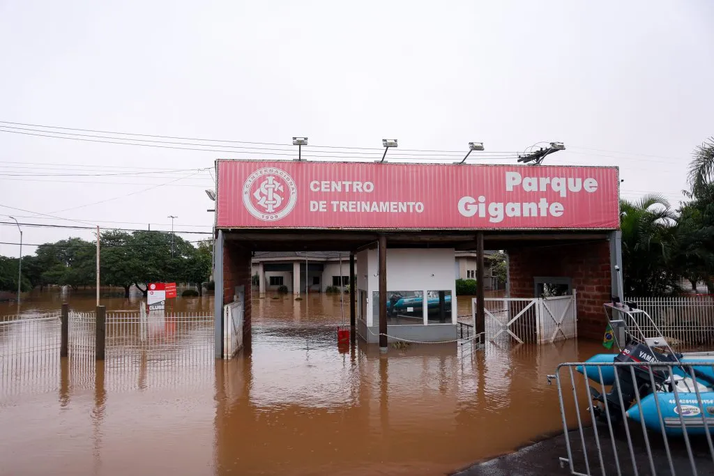CT do Internacional segue alagado – FOTO: Maxi Franzoi/AGIF