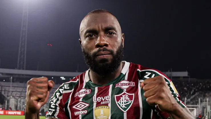 Manoel comemorando o gol após o término da partida. Foto: Marcelo Gonçalves / Fluminense FC.
