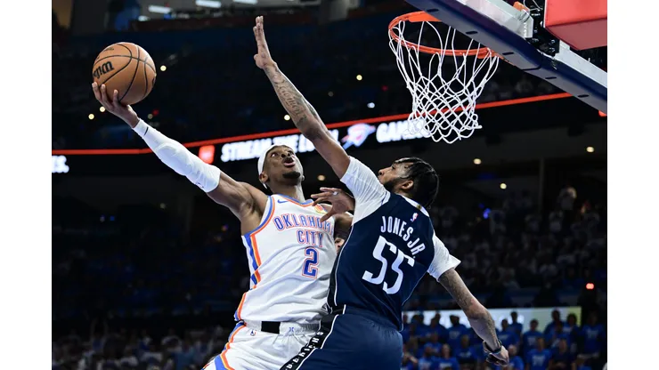 Shai Gilgeous-Alexander foi o destaque do jogo 1 entre Thunder e Mavericks (Foto: Joshua Gateley/Getty Images)
