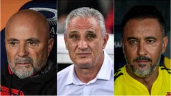 Sampaoli, Tite e Vítor Pereira: Técnicos do Flamengo. Foto: Jorge Rodrigues/Thiago Ribeiro/Agif