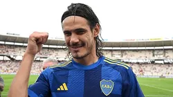 Edinson Cavani comemorando gol em partida entre River Plate e Boca Juniors, no Estádio Mário Alberto Kempes, pelas quartas de final da Copa da Liga Profissional da Argentina, no dia 21-04/2024. Foto: Luciano Bisbal/Getty Images