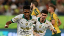 Estêvão, da SE Palmeiras, comemora seu gol contra a equipe do Cuiabá - Foto: (Foto: Cesar Greco/Palmeiras/by Canon)