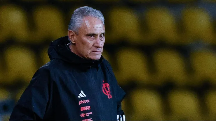 Tite em partida da Libertadores entre Palestino x Flamengo