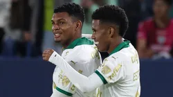 Luis Guilherme e Estevão comemoram gol palestrino. As Crias estão agitando o mercado da bola - Foto: Cesar Greco/Palmeiras/by Canon