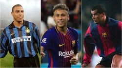 Ronaldo, Neymar e Rivaldo. Fotos: Getty Images