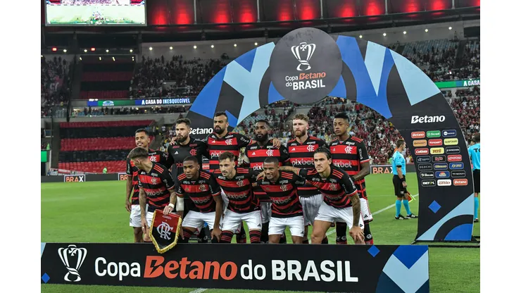 Jogadores do Flamengo posam para foto antes na partida contra Amazonas
