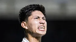 SP - DIADEMA - 15/01/2024 - COPA SAO PAULO 2024, SANTOS X AGUA SANTA - Miguelito jogador do Santos comemora seu gol durante partida contra o Agua Santa no estadio Arena Inamar pelo campeonato Copa Sao Paulo 2024.