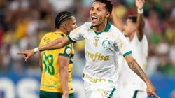 Lazaro jogador do Palmeiras comemora seu gol durante partida contra o Cuiaba. Foto: Gil Gomes/AGIF