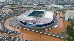 Arena do Grêmio literalmente debaixo d'água. Foto: Ramiro Sanches/Getty Images