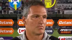 Bruno Spindel falando à reportagem após o jogo entre Bragantino e Flamengo. Foto: YouTube / Canal LF Futebol.