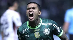 SP - SAO PAULO - 08/07/2023 - BRASILEIRO A 2023, PALMEIRAS X FLAMENGO - Dudu jogador do Palmeiras comemora seu gol durante partida contra o Flamengo no estadio Arena Allianz Parque pelo campeonato Brasileiro A 2023. Foto: Marcello Zambrana/AGIF