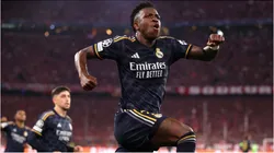 Foto: Alex Pantling/Getty Images - Vini Jr. comemorando gol na Champions