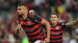 Fabricio Bruno jogador do Flamengo comemora seu gol junto com Pedro. Foto: Thiago Ribeiro/AGIF
