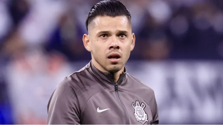 Ángel Romero durante aquecimento antes da partida entre Corinthians e Botafogo, na Neo Química Arena, pelo Campeonato Brasileiro, no dia 01/06/2024.