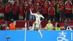 Musiala comemorando gol da Alemanha na Eurocopa 2024. (Foto de Carl Recine/Getty Images)