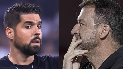 António Oliveira e Augusto Melo estão muito pressionados no Corinthians. Fotos: Marcello Zambrana e Heber Gomes/AGIF