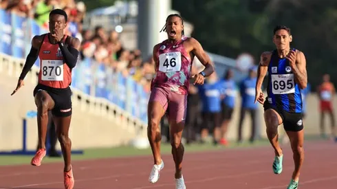 Paulo André (no centro) sofre lesão nos 100m rasos. Foto: Wagner Carmo/CBAt
