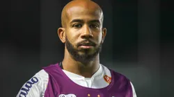 Patrick durante aquecimento antes da partida entre Santos e Goiás, na Vila Belmiro, pela Série B do Campeonato Brasileiro, no dia 19/06/2024.