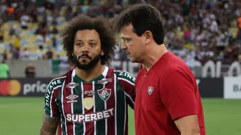 Fernando Diniz e Marcelo, em jogo contra o Cerro Porteño, pela Libertadores 2024. Foto: Wagner Meier/Getty Images.